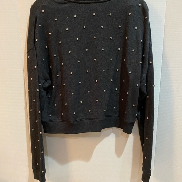 Belle Vere: Metal‎ Studded Stud Cropped Long Sleeve Pullover Sweater Gray Small - Picture 10 of 10